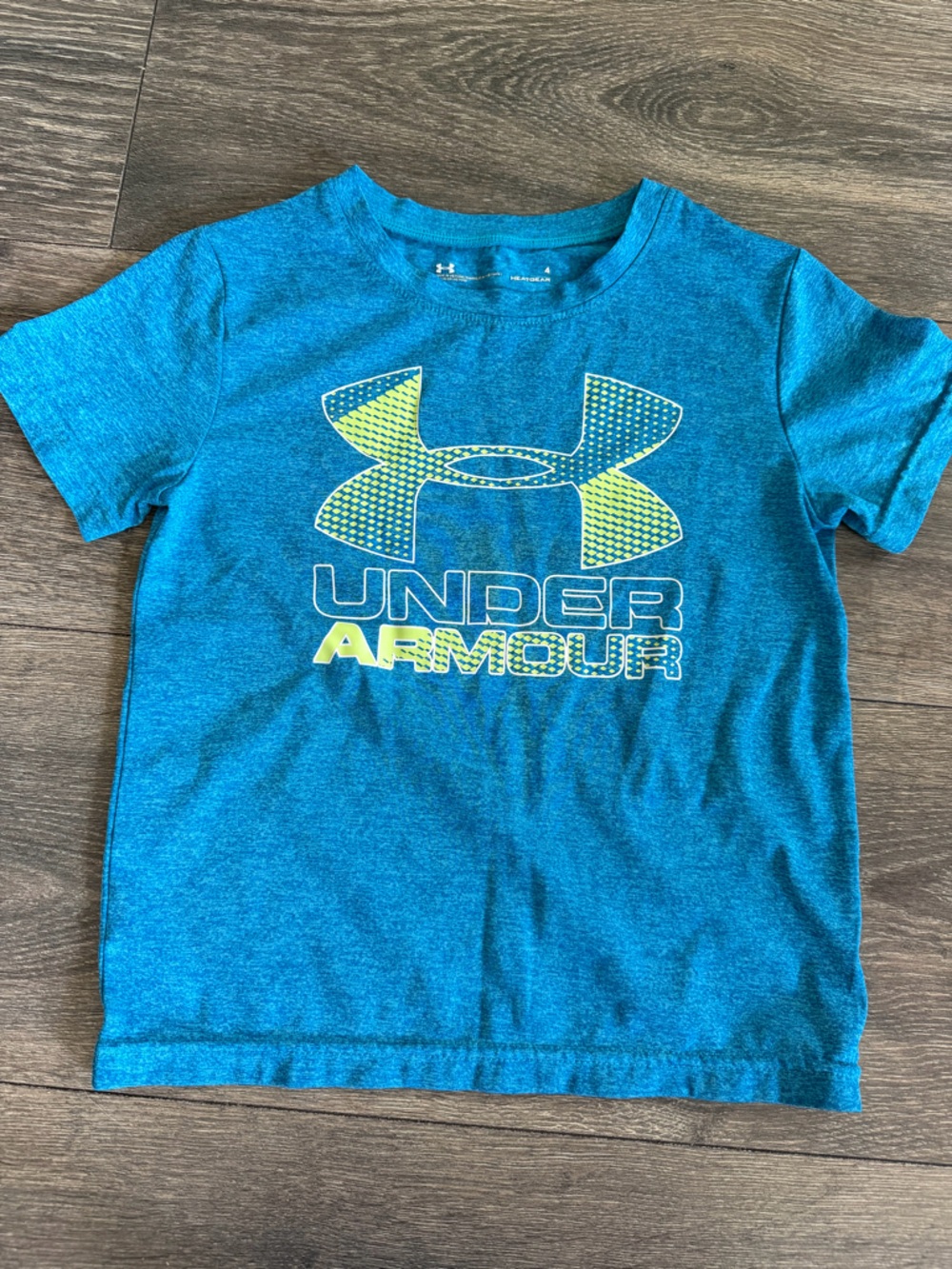 Sz 4 Under Armour Blue Graphic Tee with Yellow Logo